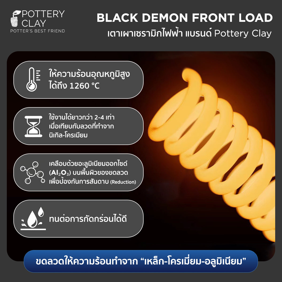 เตาเผาเซรามิกไฟฟ้า Black Demon Front Load