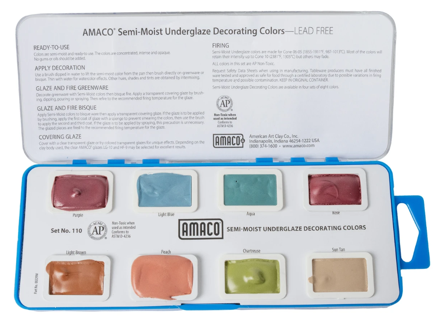 AMACO Semi-Moist Underglaze Set #112 (SMUGs) Semi-Moist Underglaze Colors
