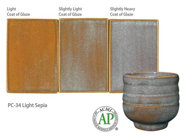 น้ำเคลือบ Potter's choice Amaco สี PC-34 Light Sepia